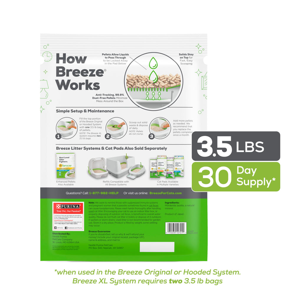 Purina Litter Breeze Pellets demonstrate urine separation for waste management.