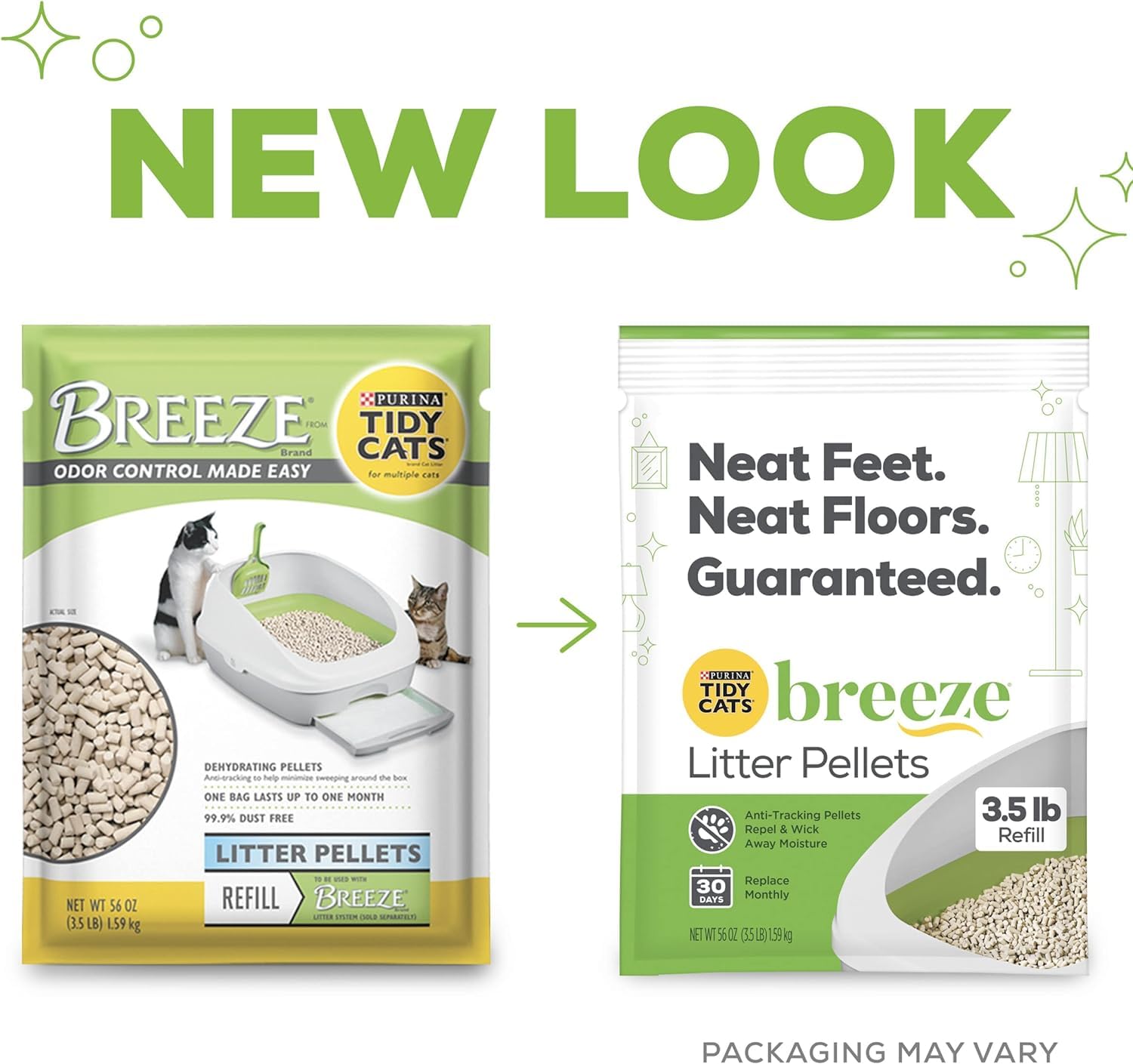 Purina Litter Tidy Cat Breeze Pellets in a month-long usage cycle.