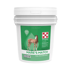 Purina Mare's Match pail seal keeps freshness intact for easy foal feeding.