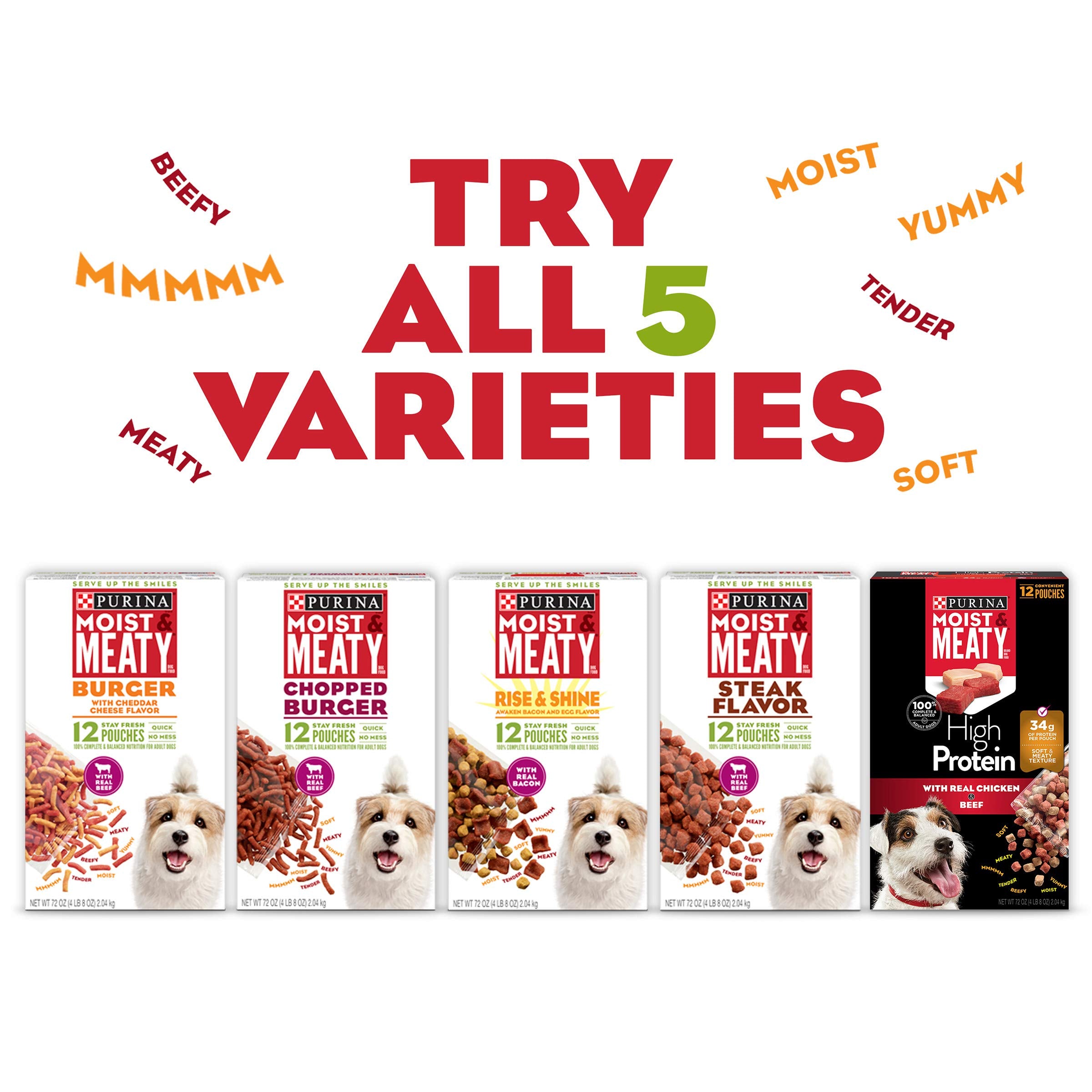 Purina Moist & Meaty dog meal toppers option shown for mixed feeding