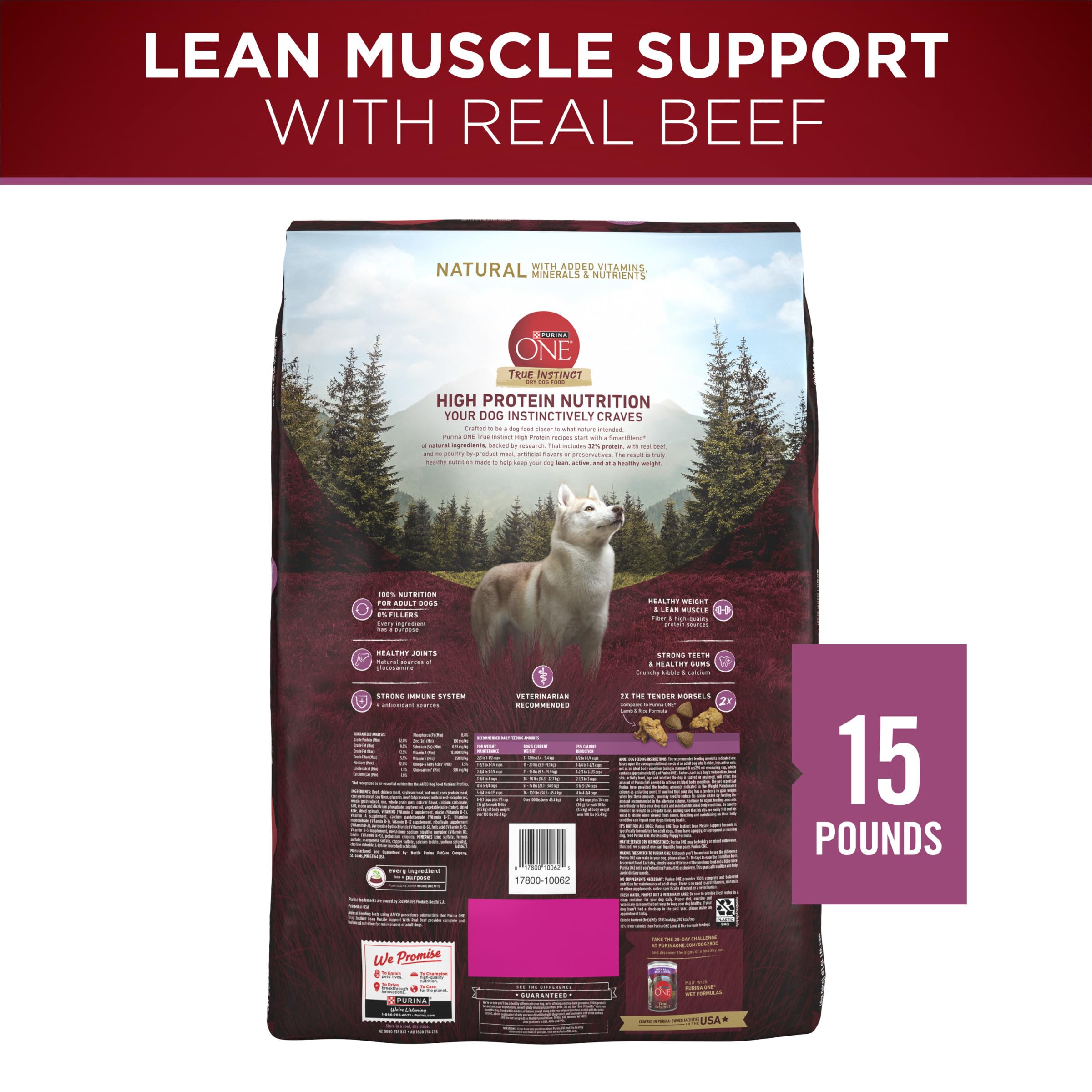 Purina ONE adult dog food portioning image for balanced meals.