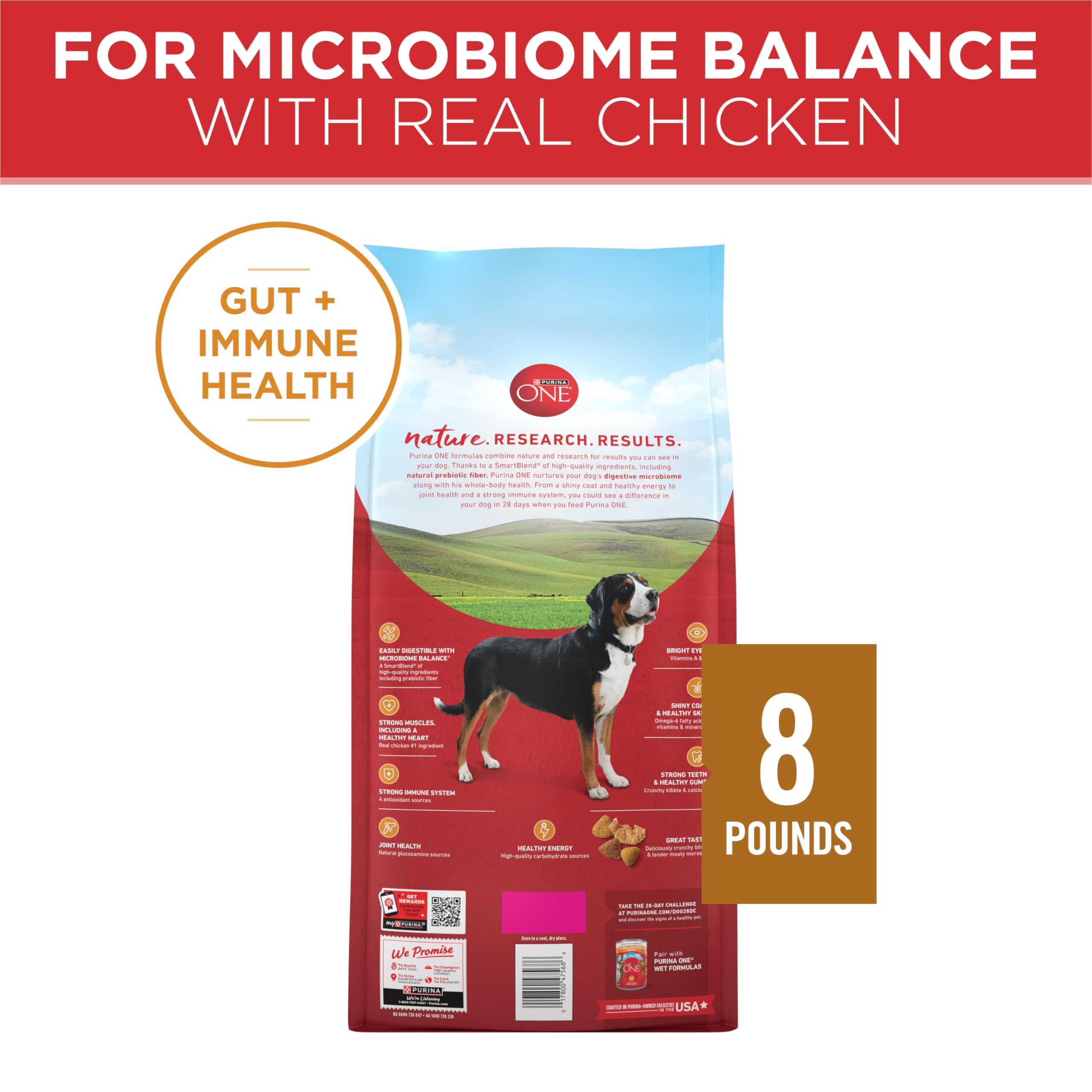 Purina ONE dog food displays natural vitamins and minerals for everyday nutrition