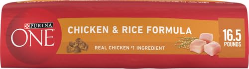 Purina ONE real chicken ingredient panel emphasizes high-quality protein source.