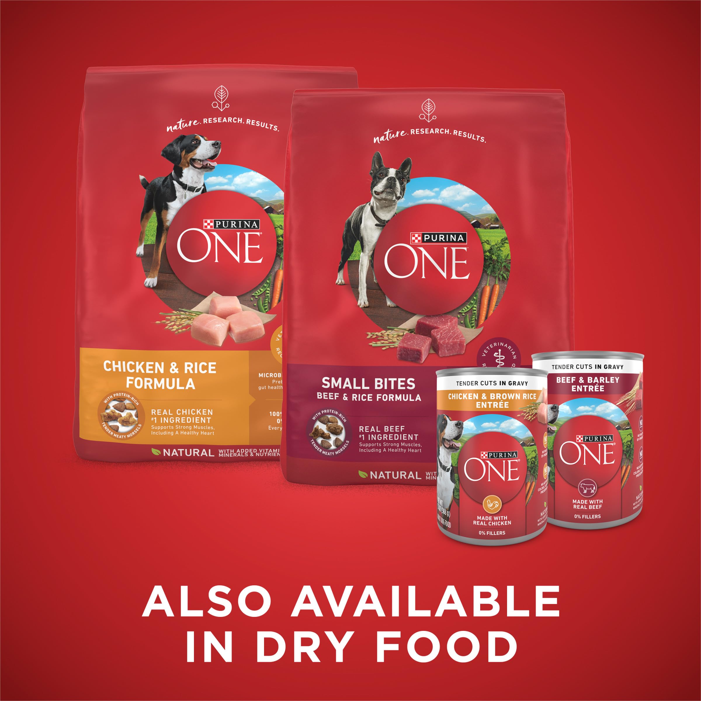 Purina ONE clean-ingredient emblem emphasizing no artificial colors.