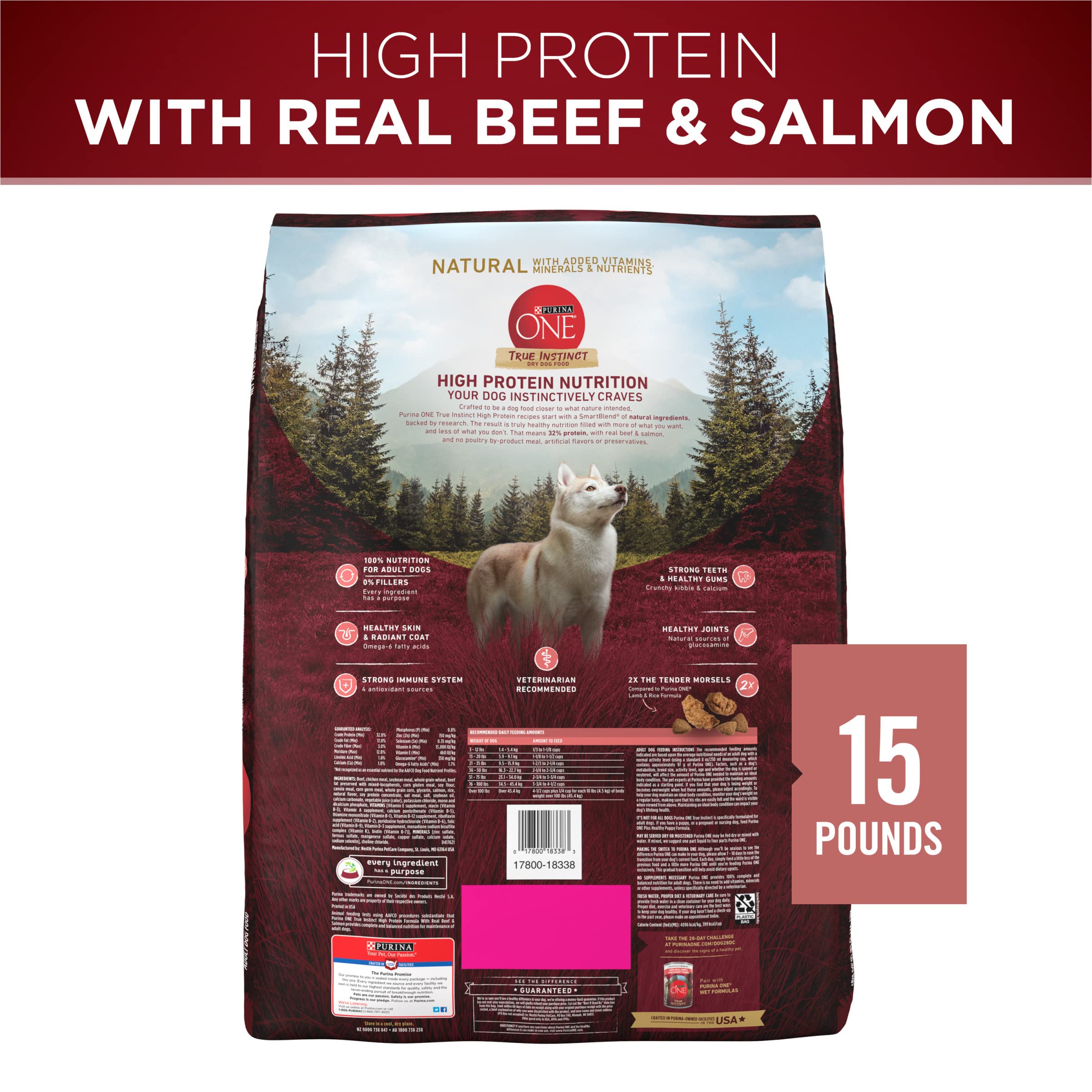Purina ONE dog with shiny coat suggests omega-6 benefits
