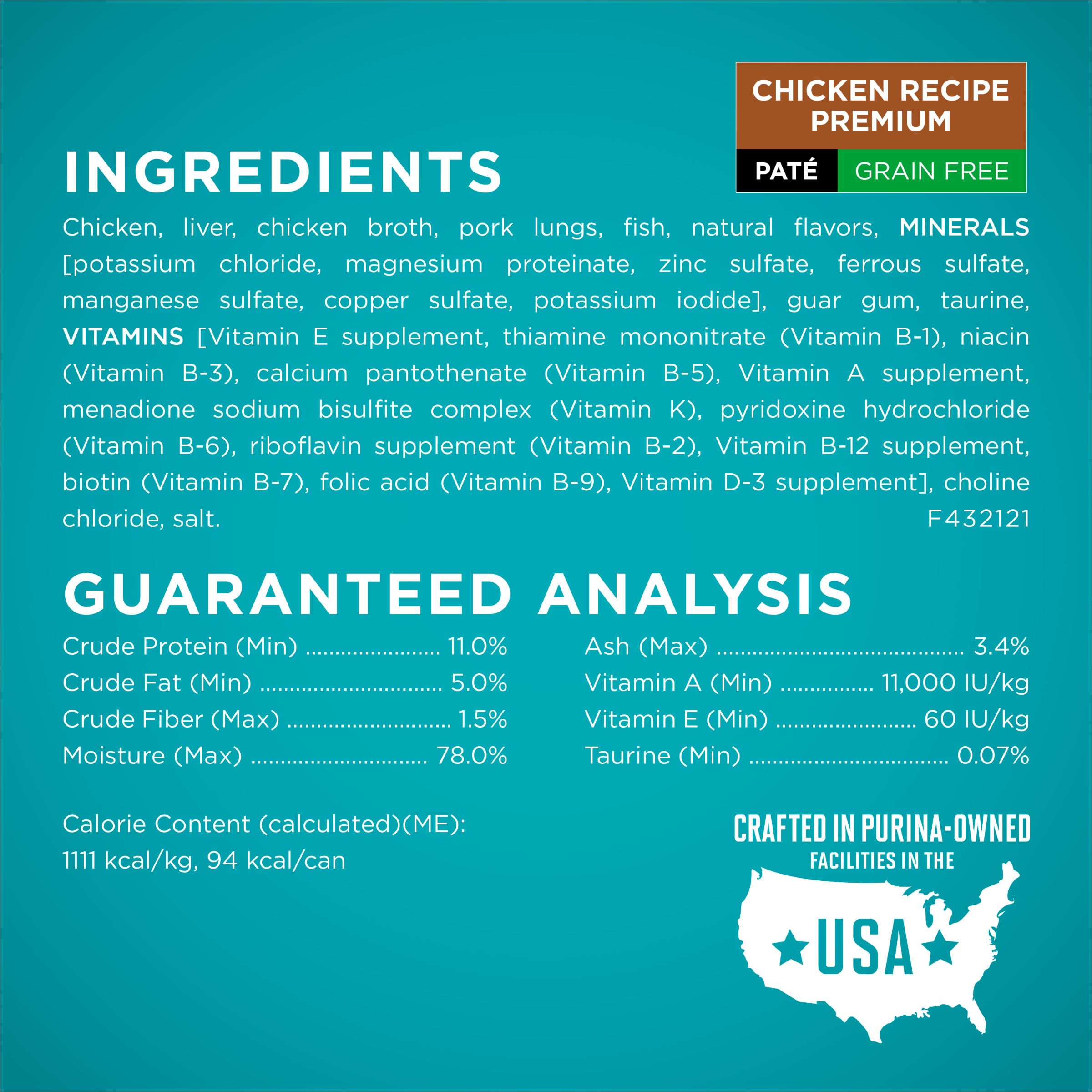 Purina ONE Grain-Free Pate Chicken Recipe closeup; tender texture for small mouths