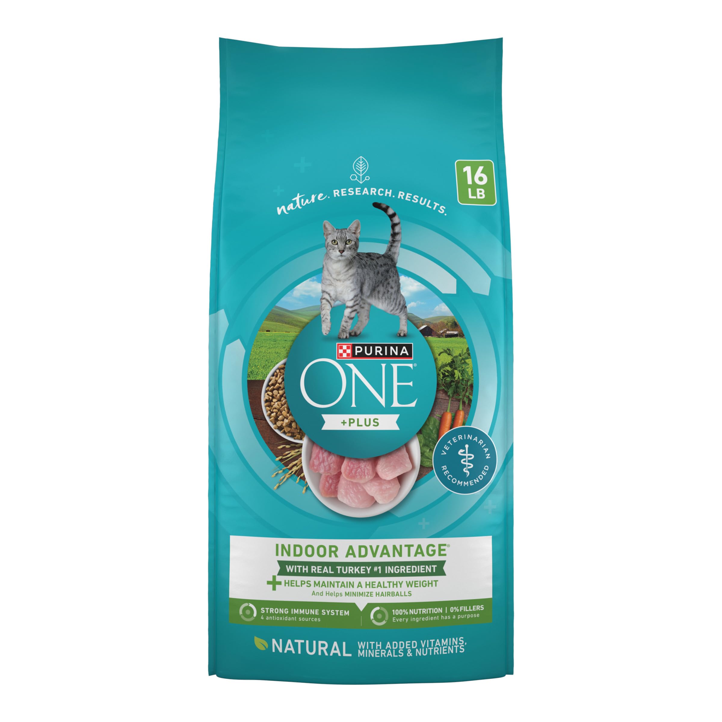 Purina ONE Indoor Advantage with real turkey as first ingredient supports lean muscles