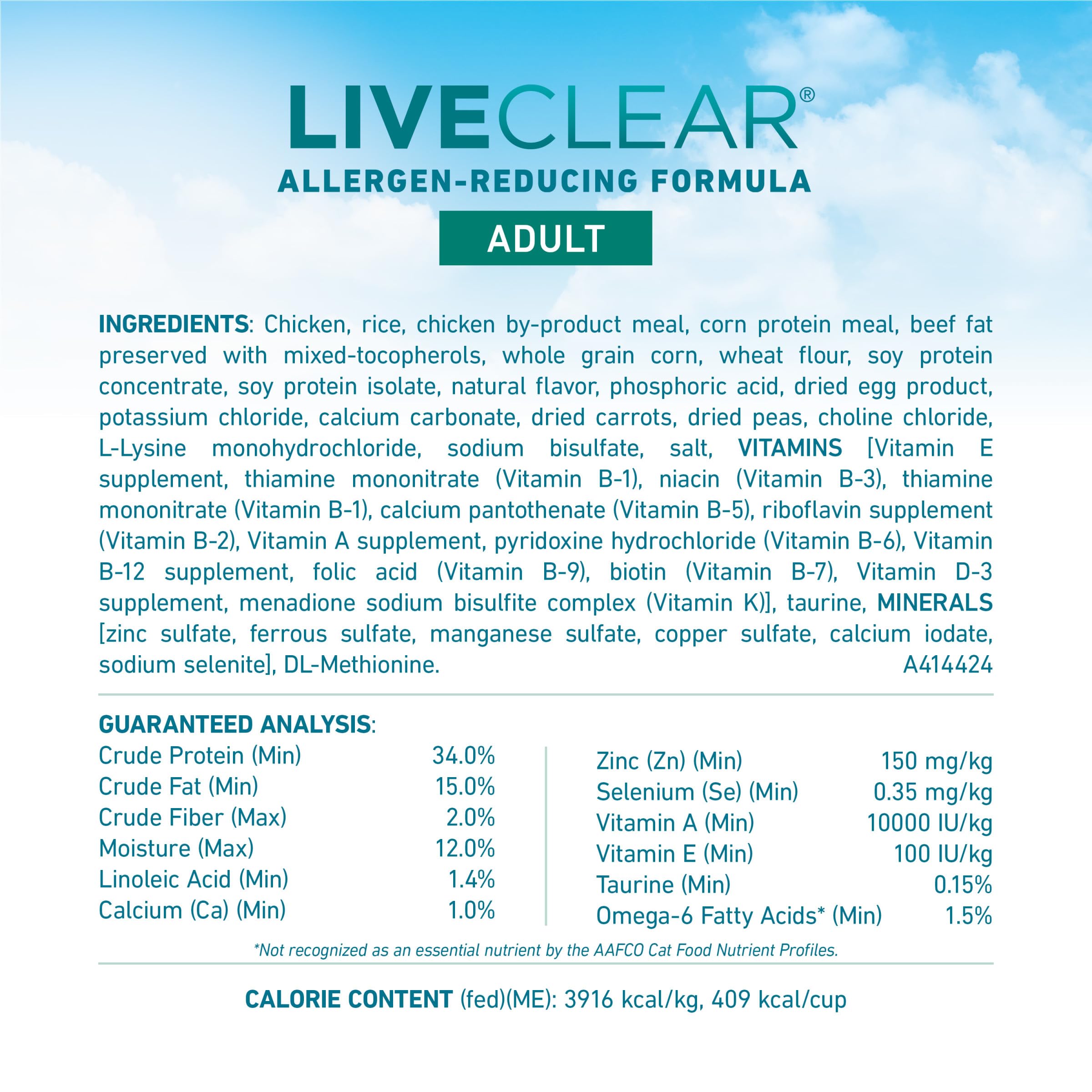 Purina ONE LiveClear kibble close-up, easy-to-digest formula.