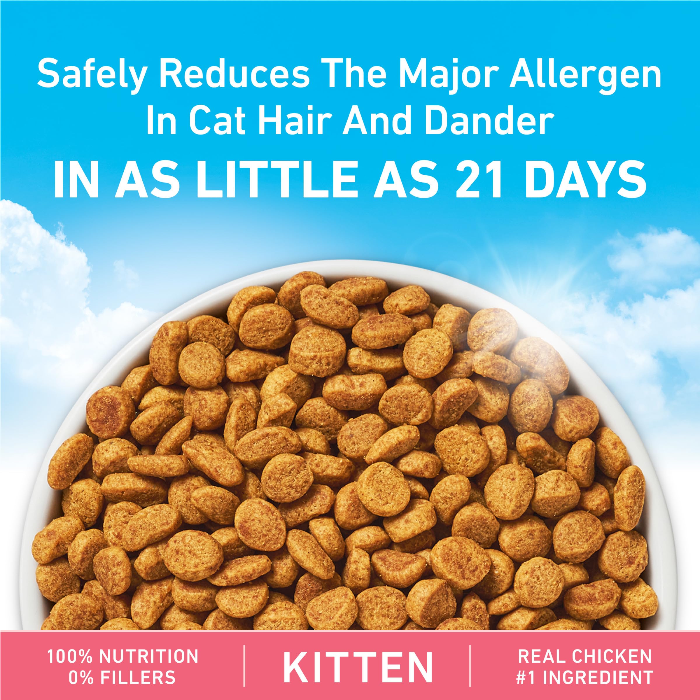 Purina ONE LiveClear includes DHA to support vision and brain development