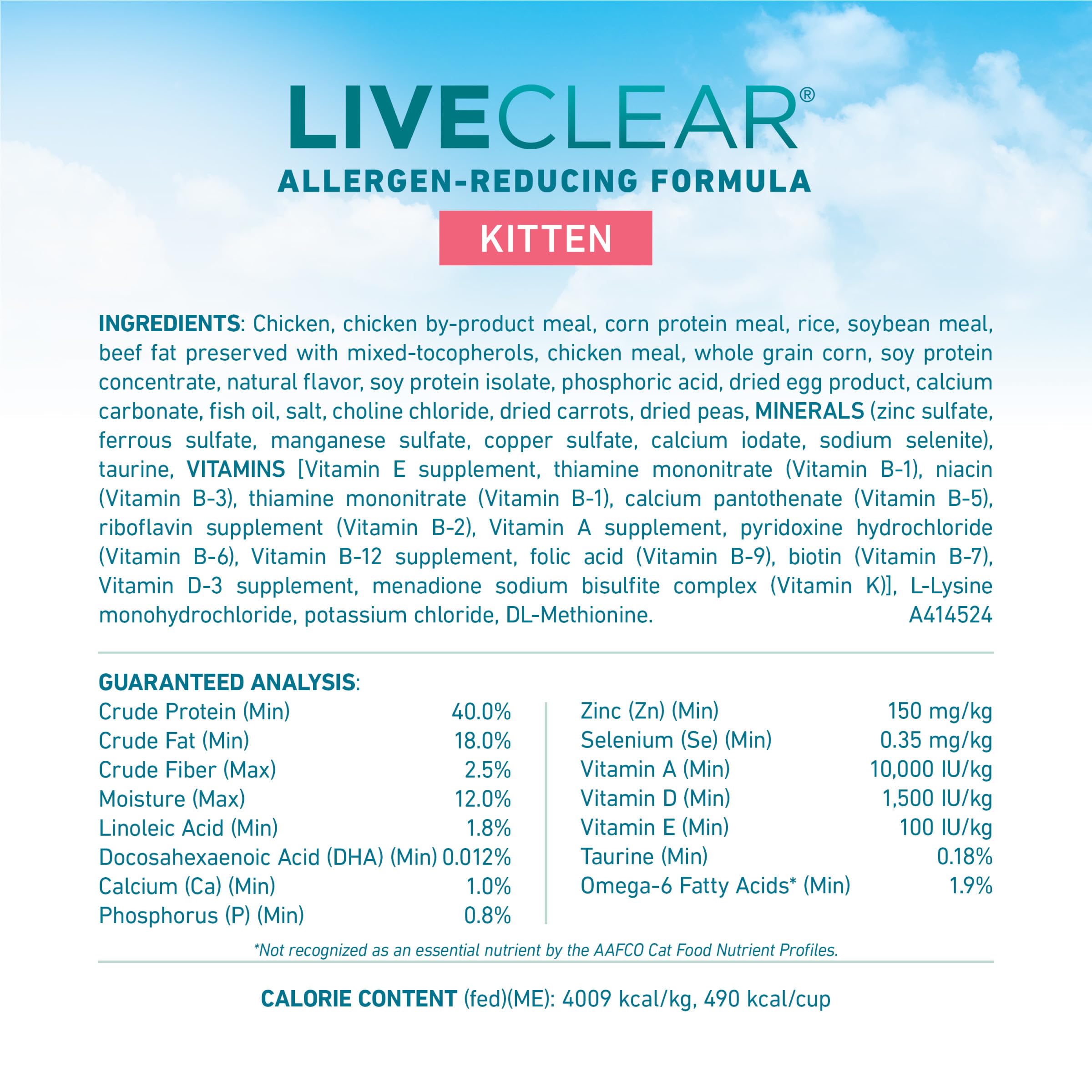 Purina ONE LiveClear kitten kibble in a bowl during mealtime