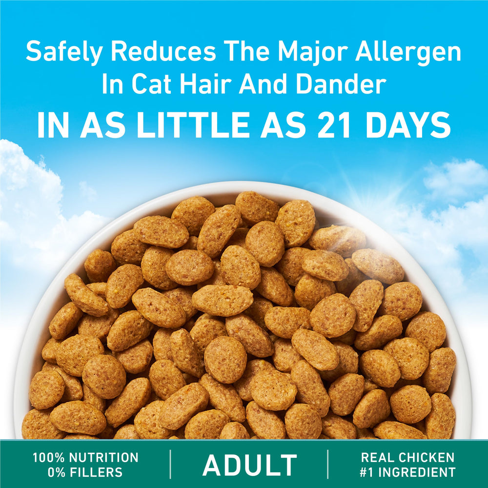 Purina ONE LiveClear packaging label highlights 100 percent nutrition.