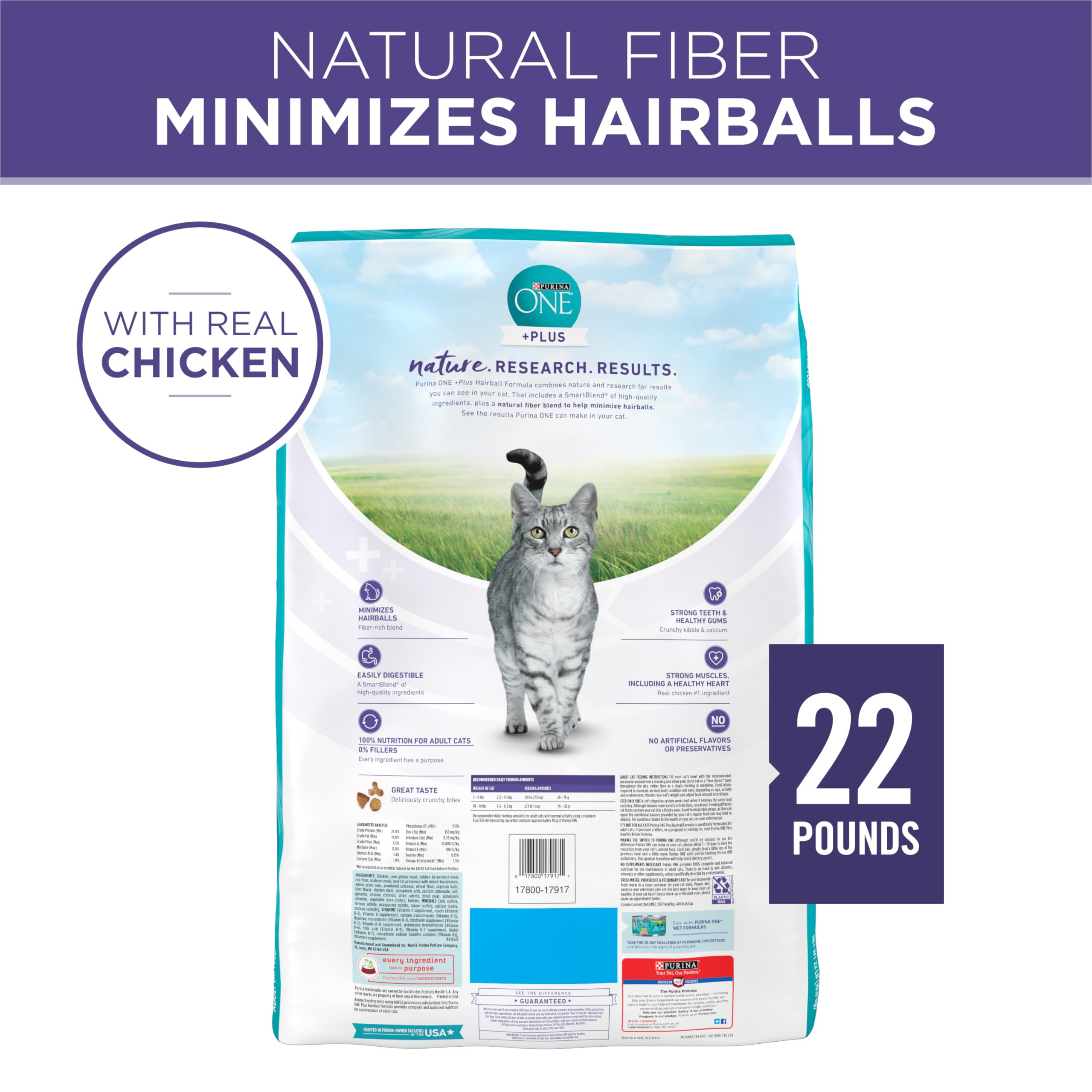 Purina ONE no artificial flavors or preservatives for clean nutrition.