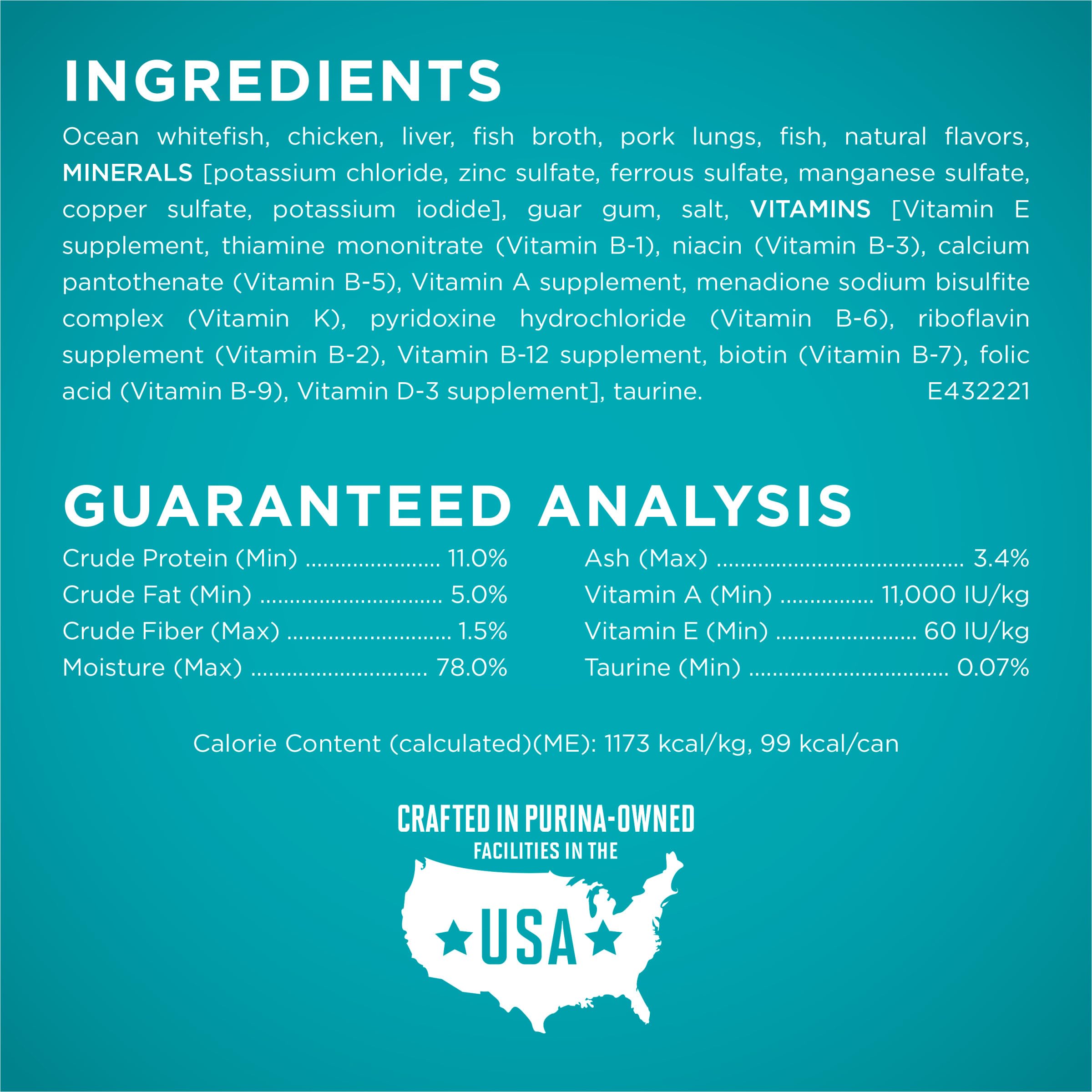 Purina ONE Ocean Whitefish Pate close-up texture, high-protein fish-forward recipe.