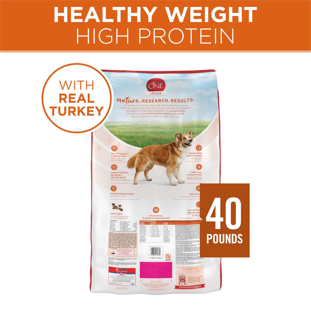 Purina ONE +Plus coat and skin health with omega-6 and vitamins.