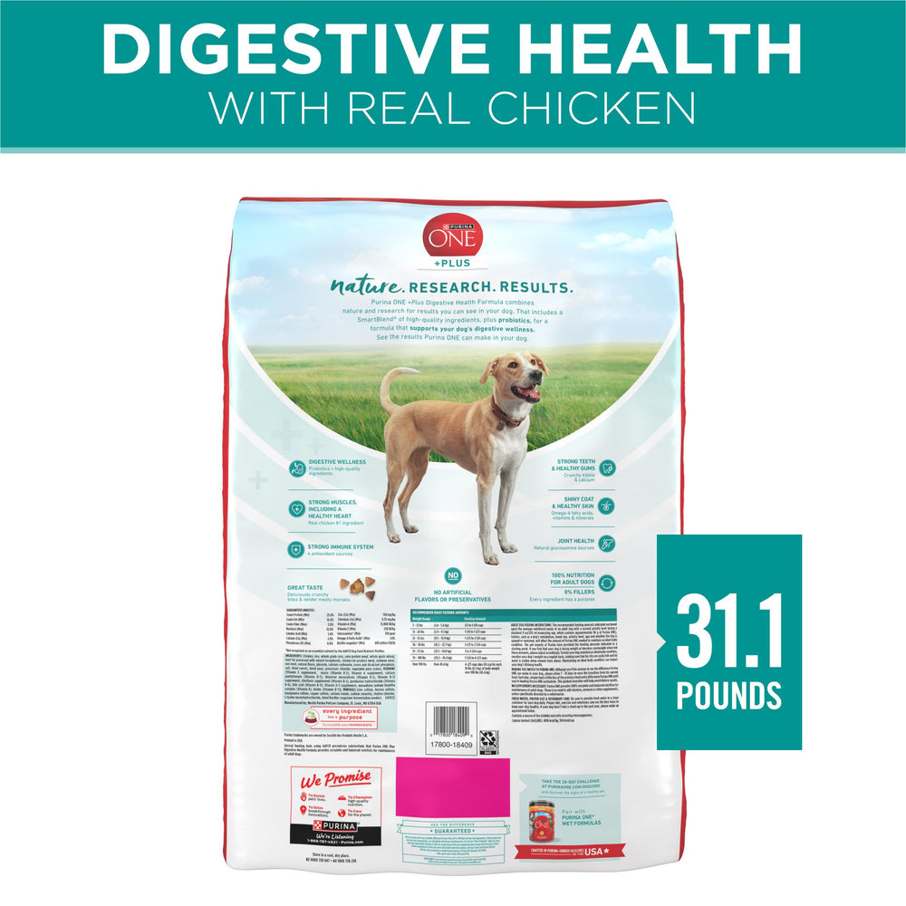 Purina ONE Plus Digestive Health supports healthy skin and coat.