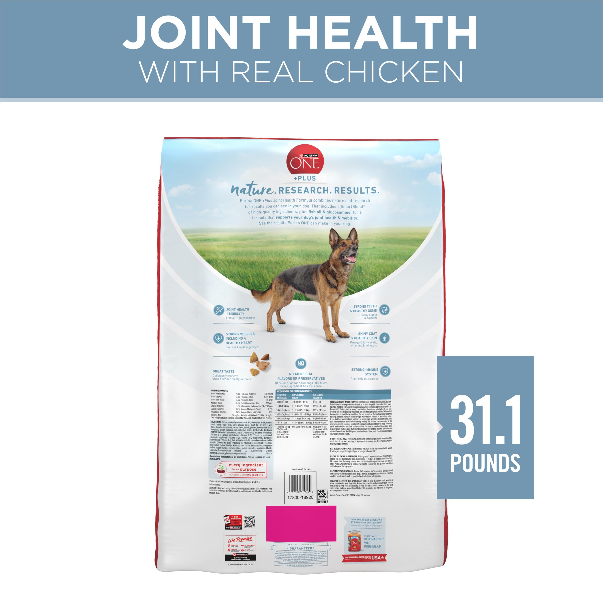 Added calcium supports teeth and gums in Purina ONE Plus Joint Health