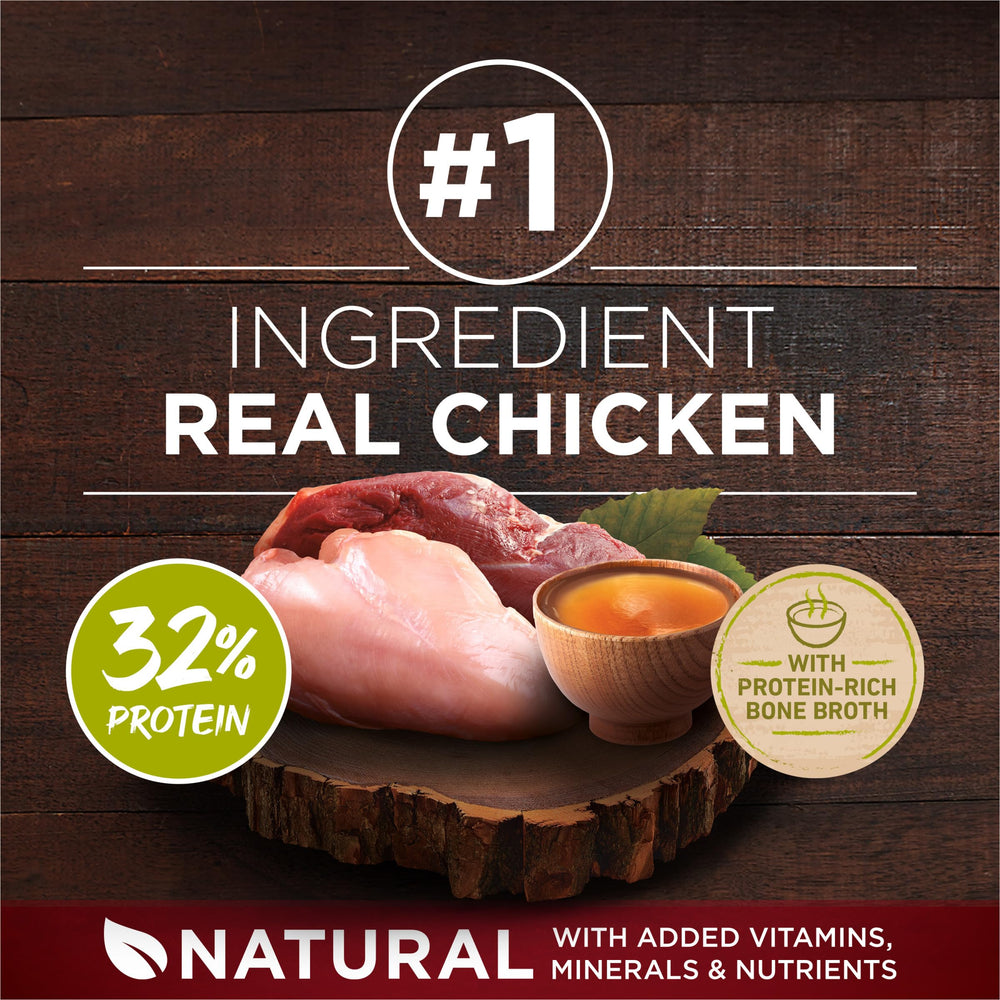 Purina ONE real chicken and duck ingredients label highlighting quality protein sources.