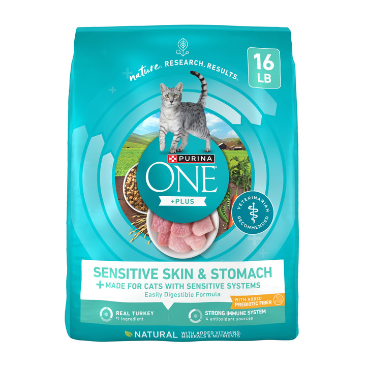 Purina ONE Sensitive Stomach and Skin bag front view supports digestion