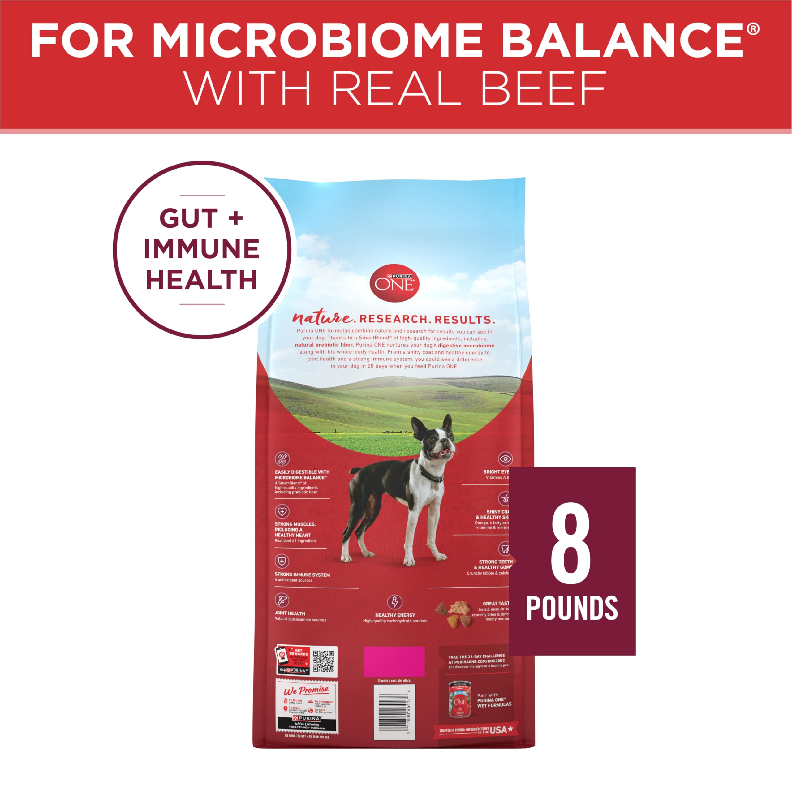 Purina ONE Small Bites packaging interior reveals portion tips.