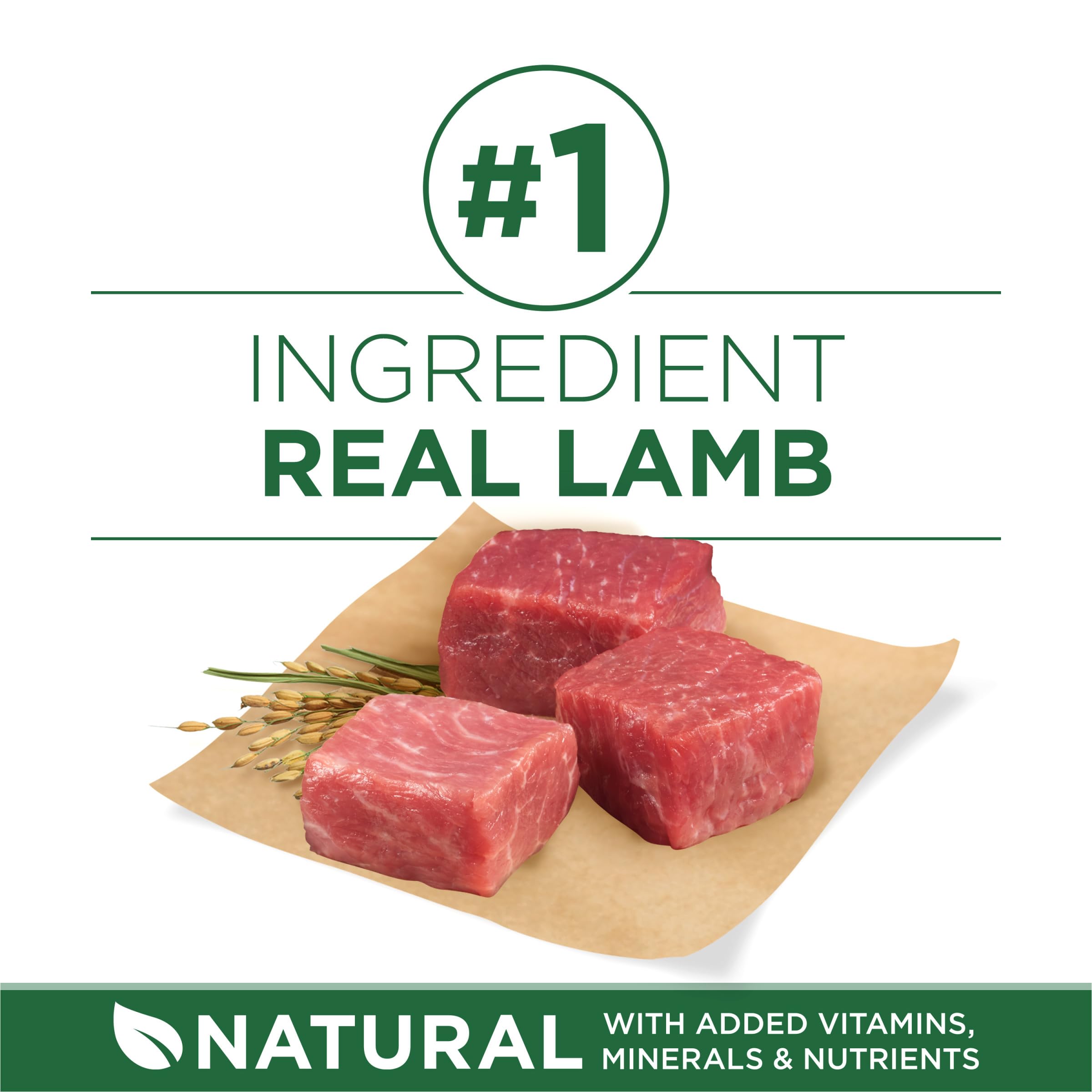 Purina ONE small breed formula shows real lamb as first ingredient for muscle support
