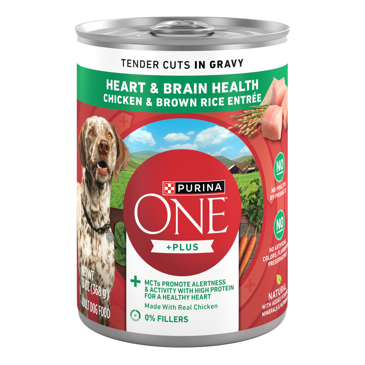 Purina ONE Tender Cuts Heart & Brain can closeup with real chicken chunks for heart and brain support