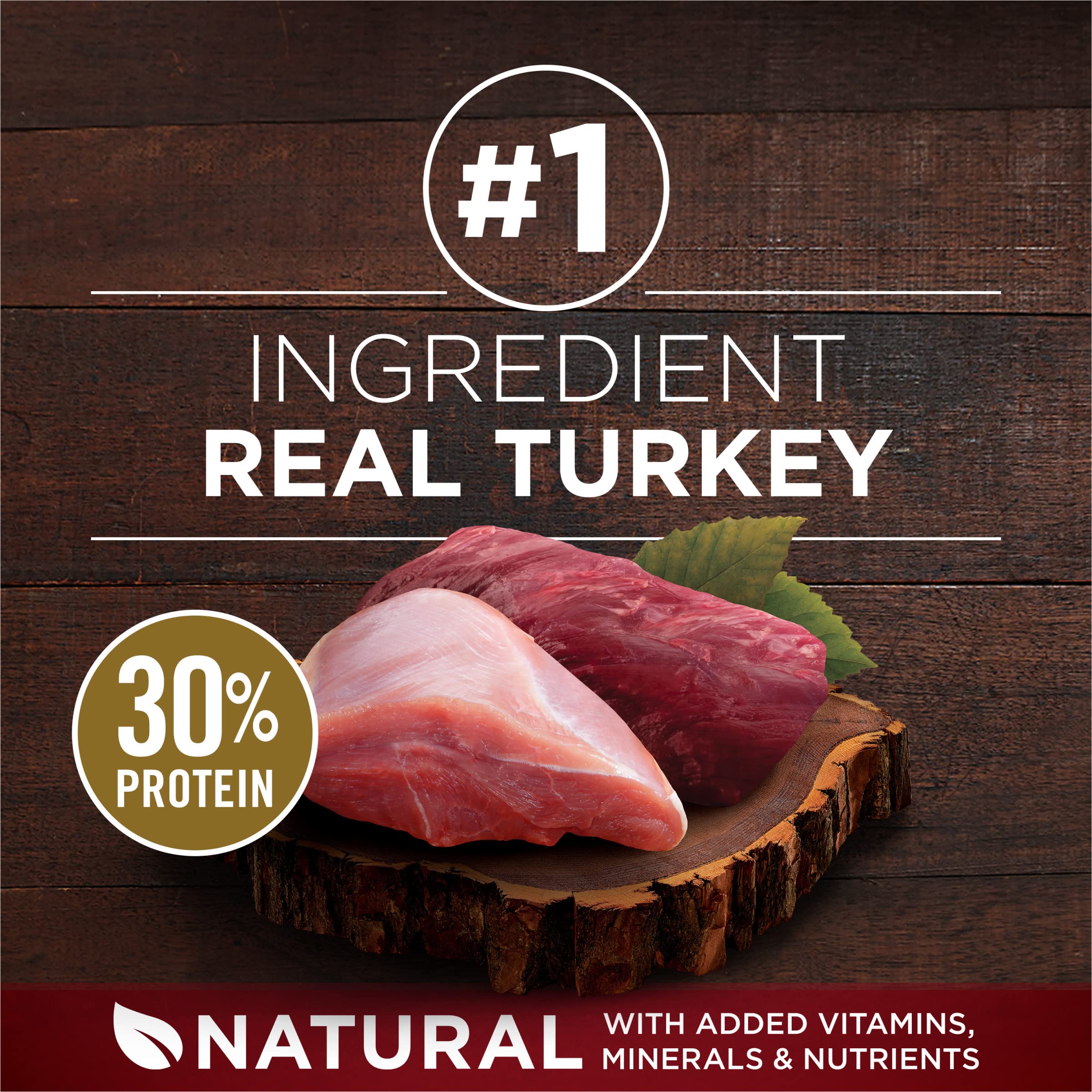 Purina ONE True Instinct bag highlighting 30 percent protein for muscle support