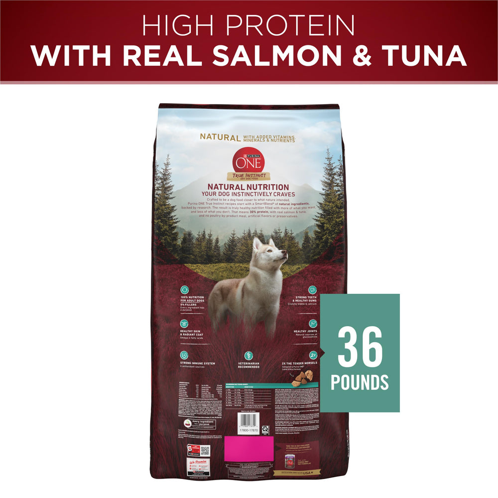 Purina ONE True Instinct antioxidants badge shows immune support through natural nutrient sources