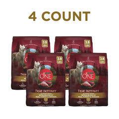 Purina ONE True Instinct ingredient panel showing real turkey and venison