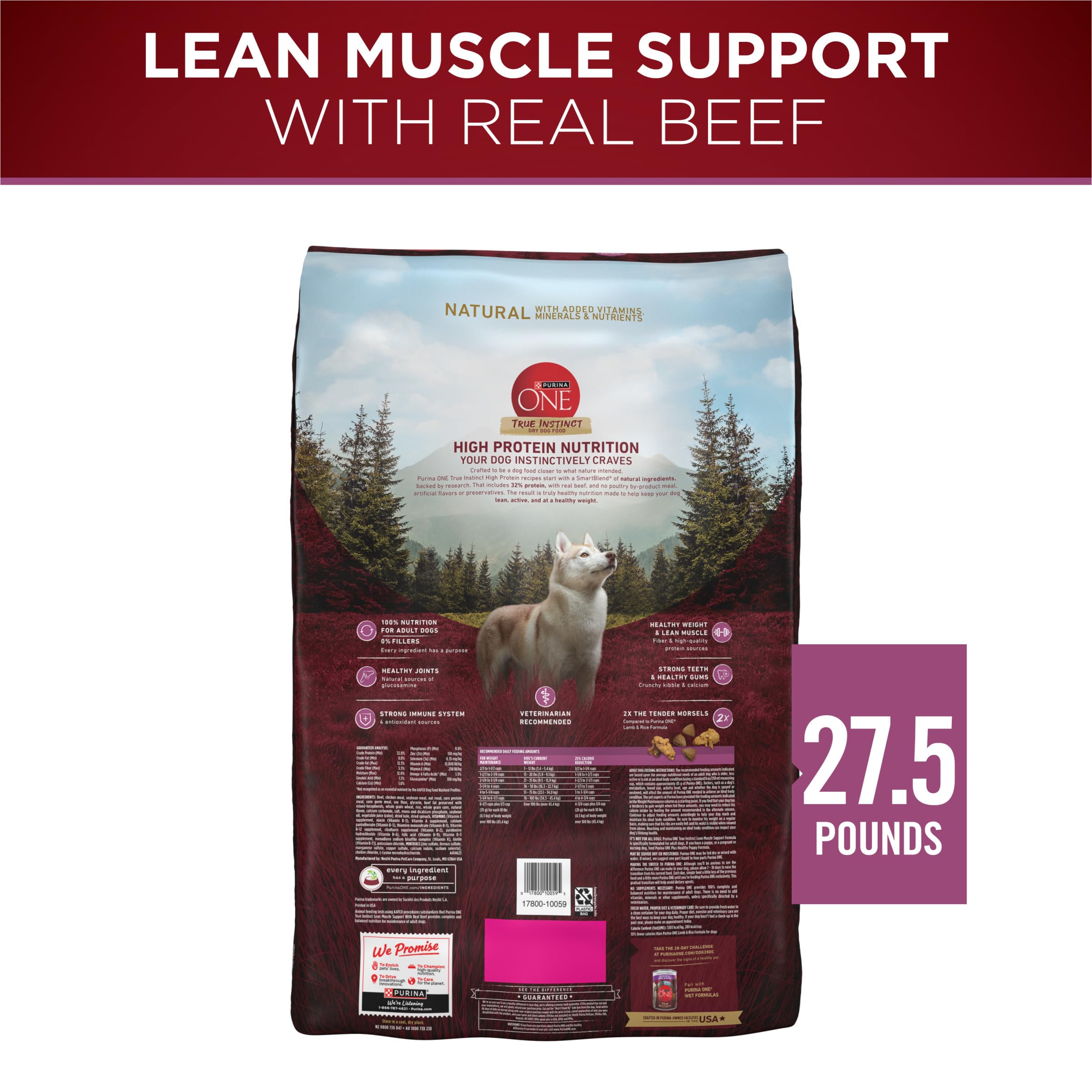 Purina ONE True Instinct lean muscle 27.5-lb bag ready for households.