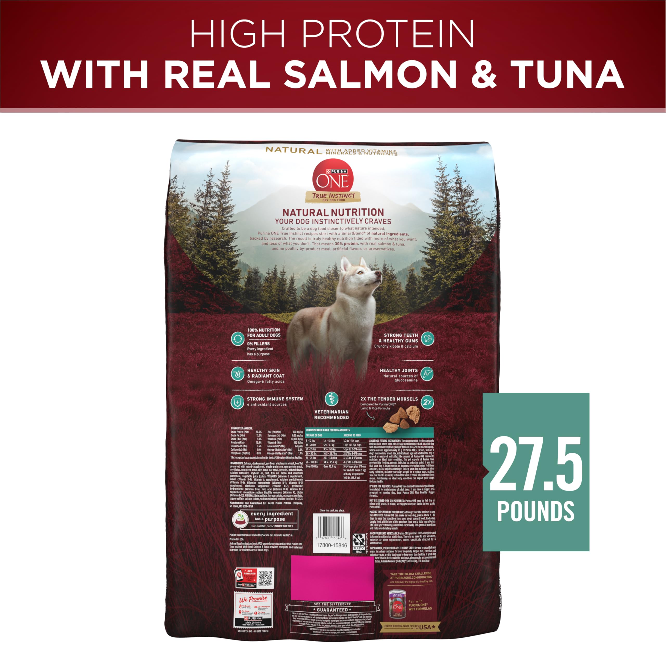 Purina ONE True Instinct no poultry by-product meal claim on packaging.