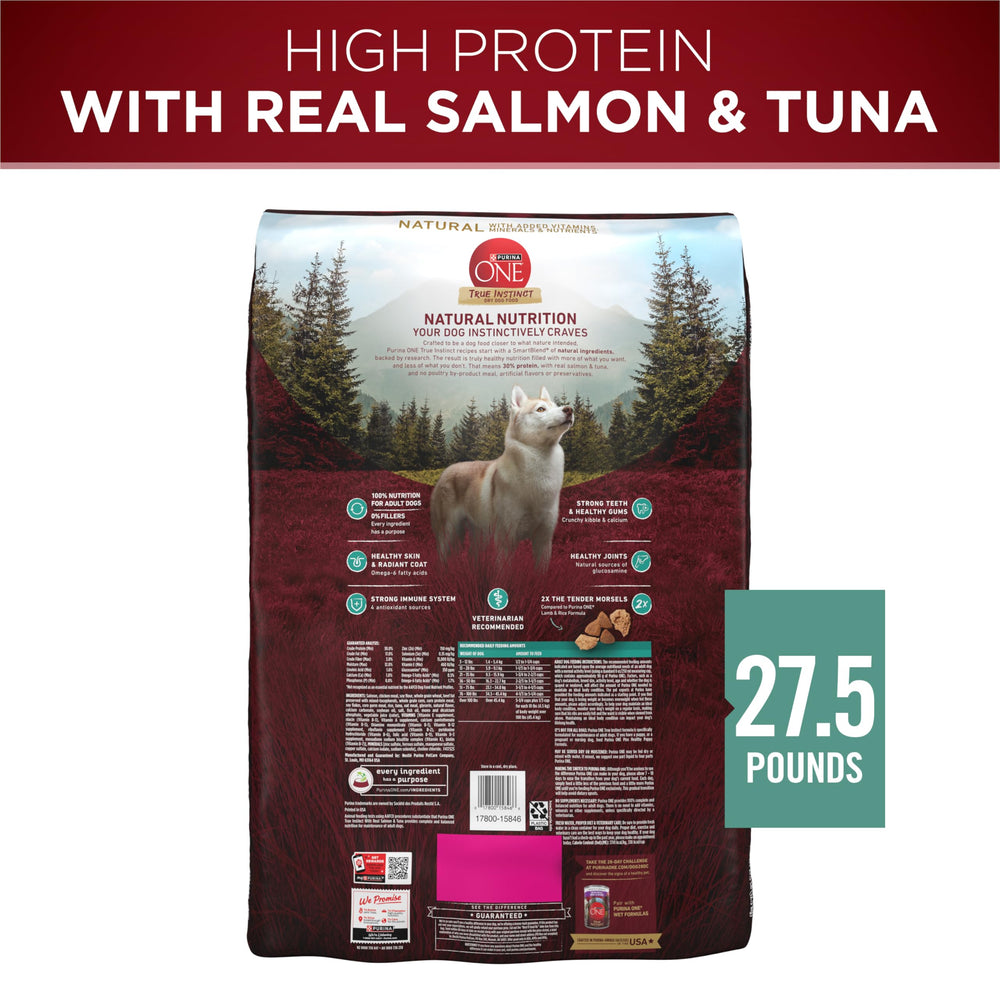 Purina ONE True Instinct no poultry by-product meal claim on packaging.