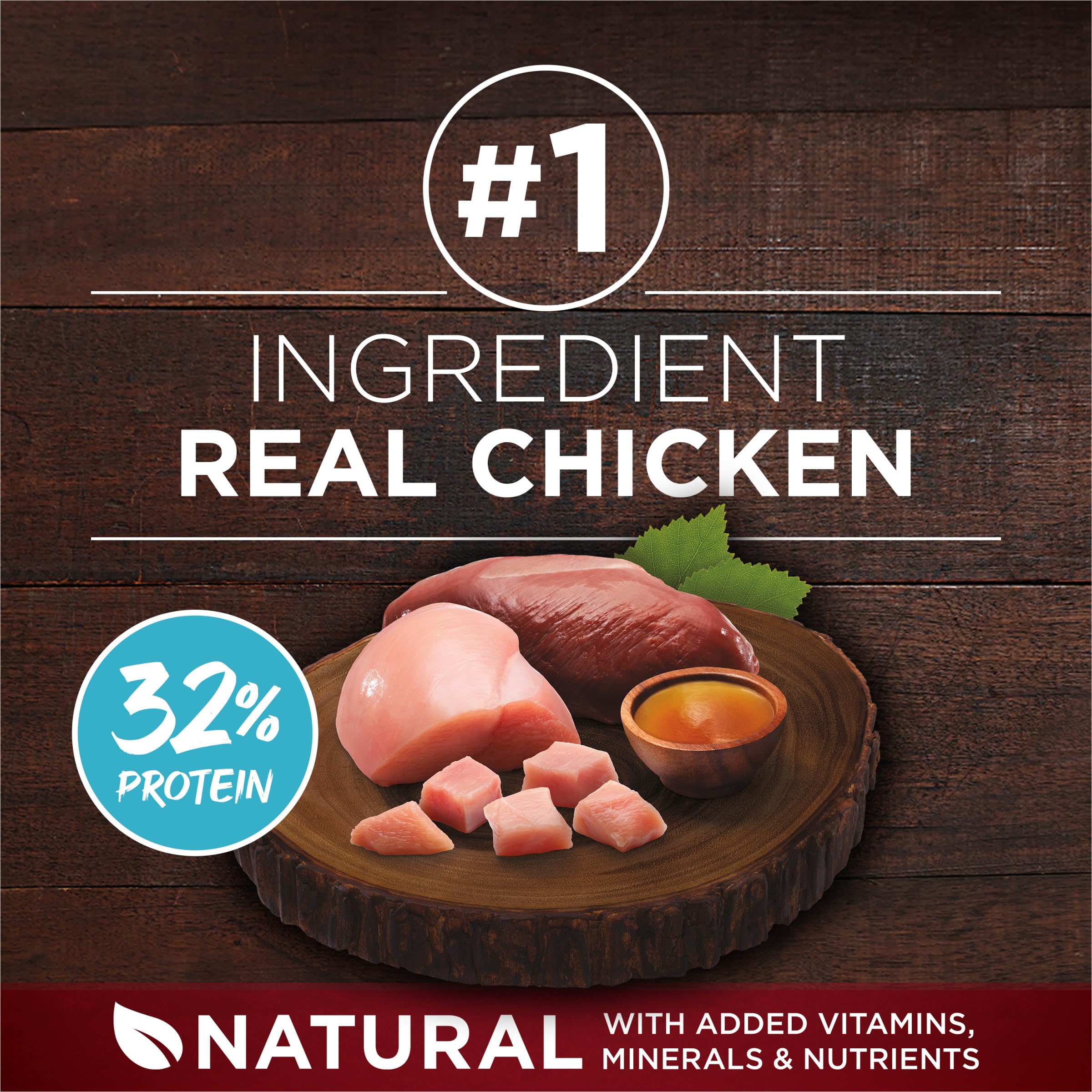 Purina ONE True Instinct Puppy chicken-duck-kibble closeup shows tender morsels for tasty meals.