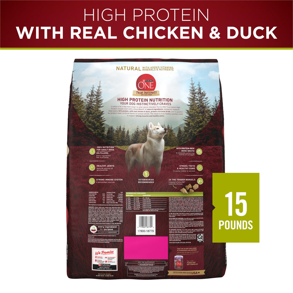 Purina ONE U.S. facilities and vet-recommended badge appear on packaging.