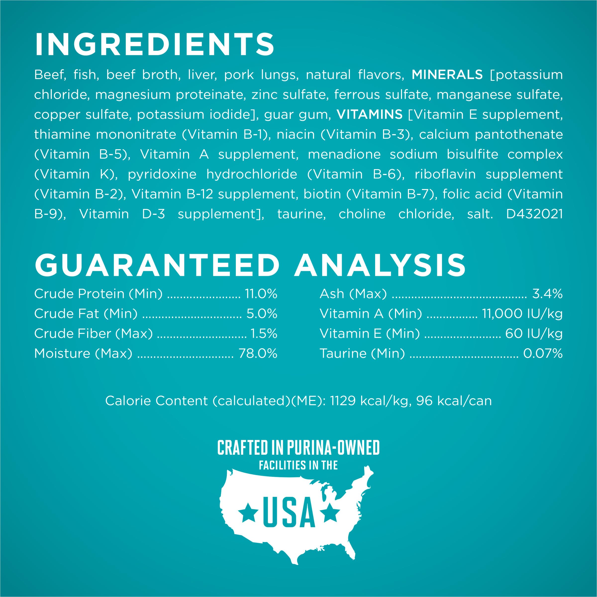 Purina ONE veterinarian-recommended cat food label shown