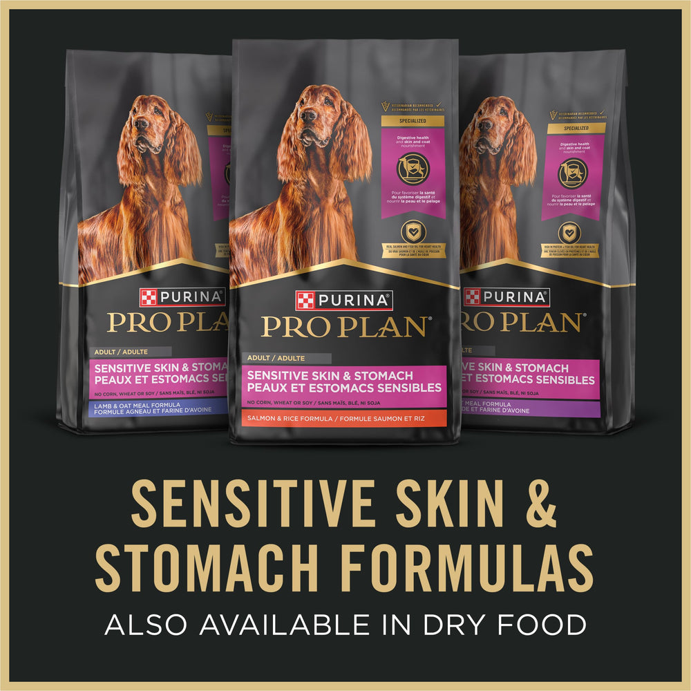 Purina Pro Plan prebiotic-fortified formula helping digestive balance for dogs.