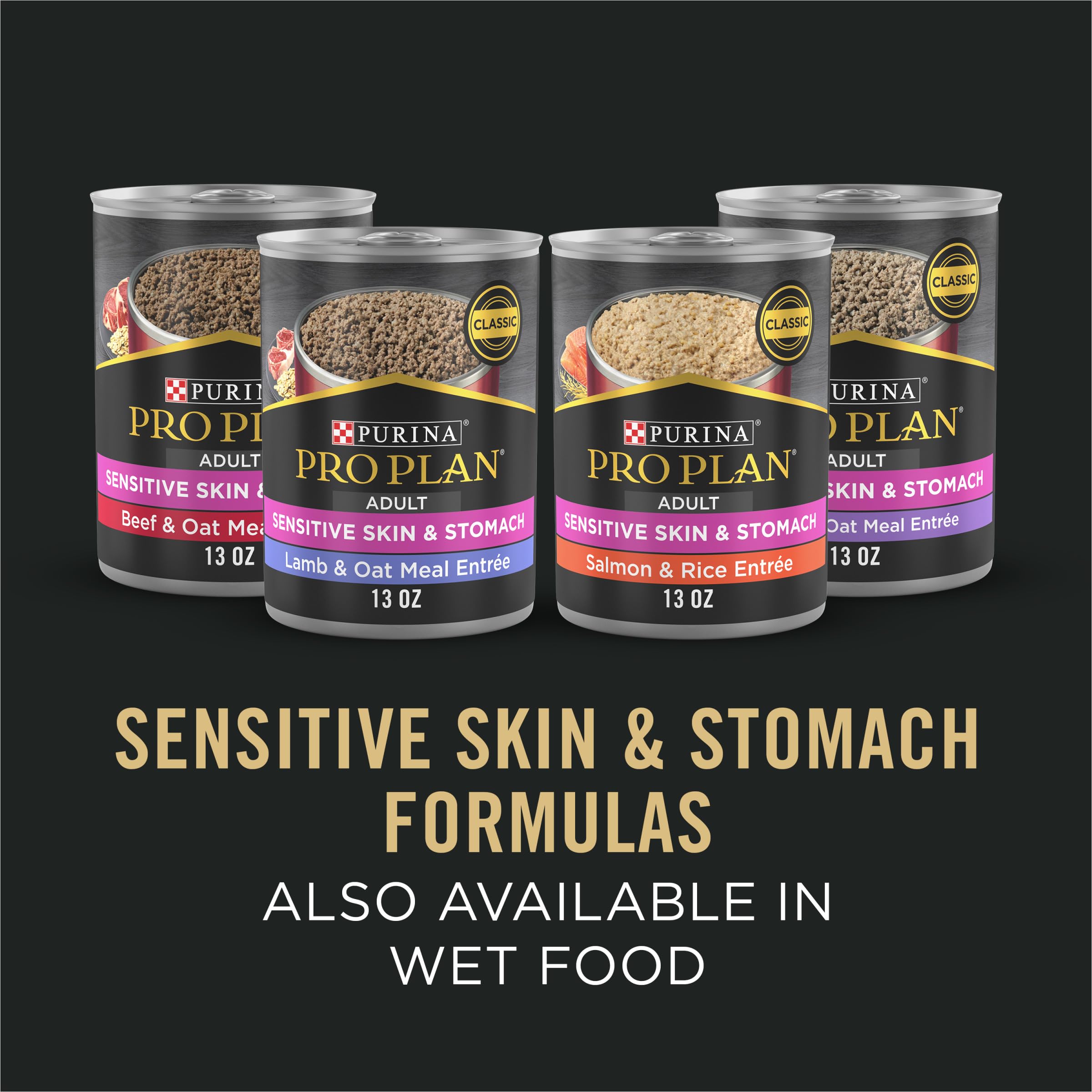 Purina Pro Plan 4-lb bag packaging display for convenient senior formula.