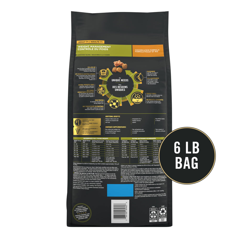 Purina Pro Plan Adult 7 Plus Weight Management glucosamine and EPA for joint health.