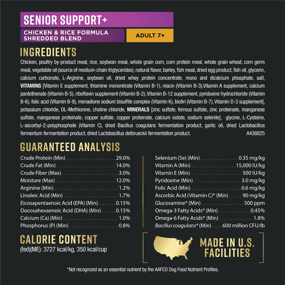 Purina Pro Plan AdvantEDGE Senior kibble close-up appeals to picky senior eaters.