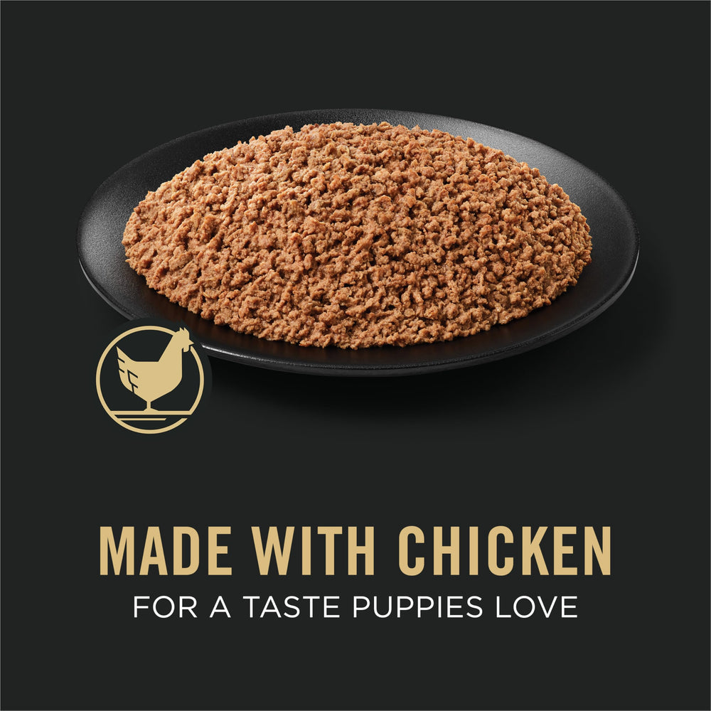 Purina Pro Plan grain-free can label close-up with DHA for brain and vision support.