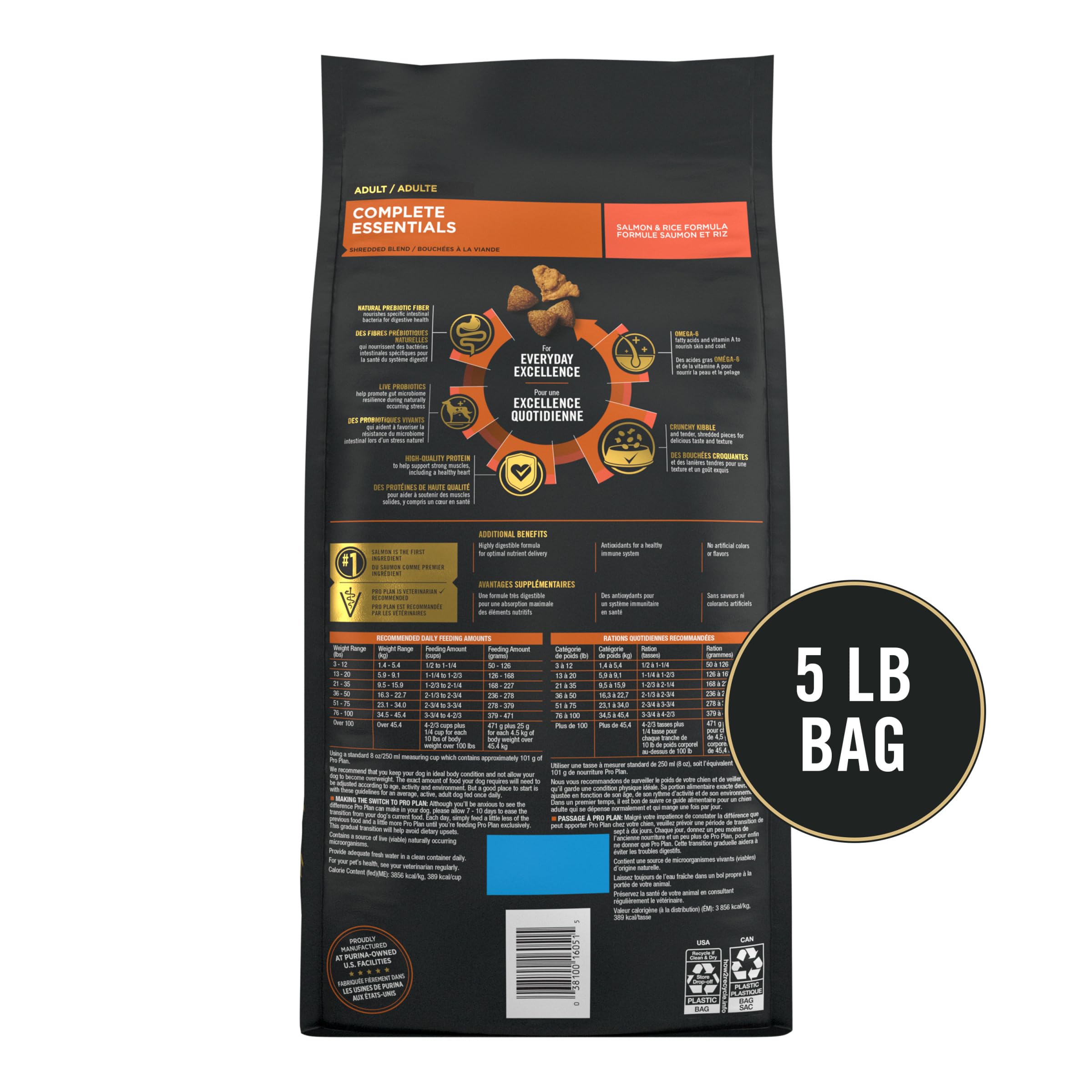 Purina Pro Plan Complete Essentials 5 lb bag shown as complete and balanced nutrition.