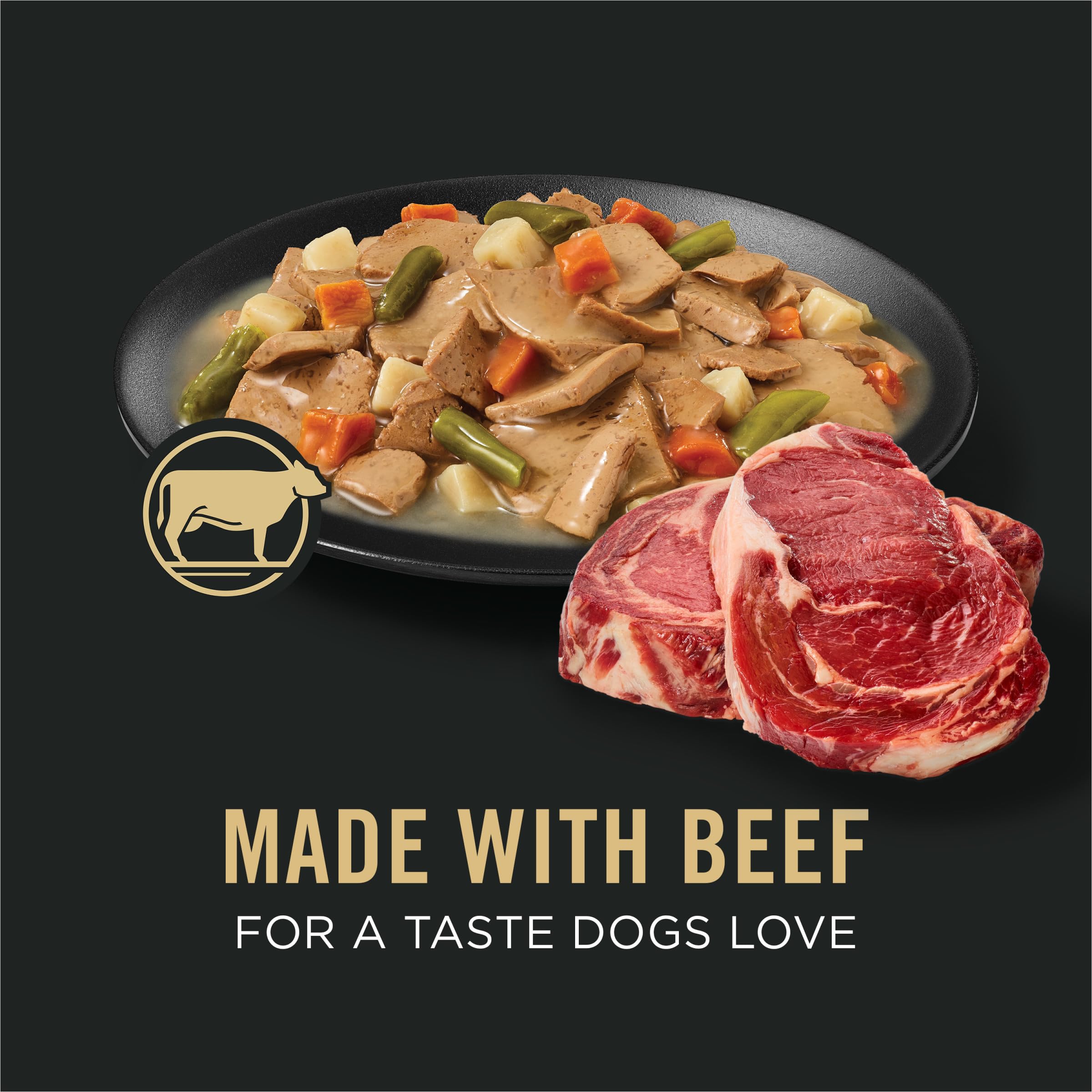 Purina Pro Plan beef entree gravy enhances flavor while providing 23 vitamins and nutrients.
