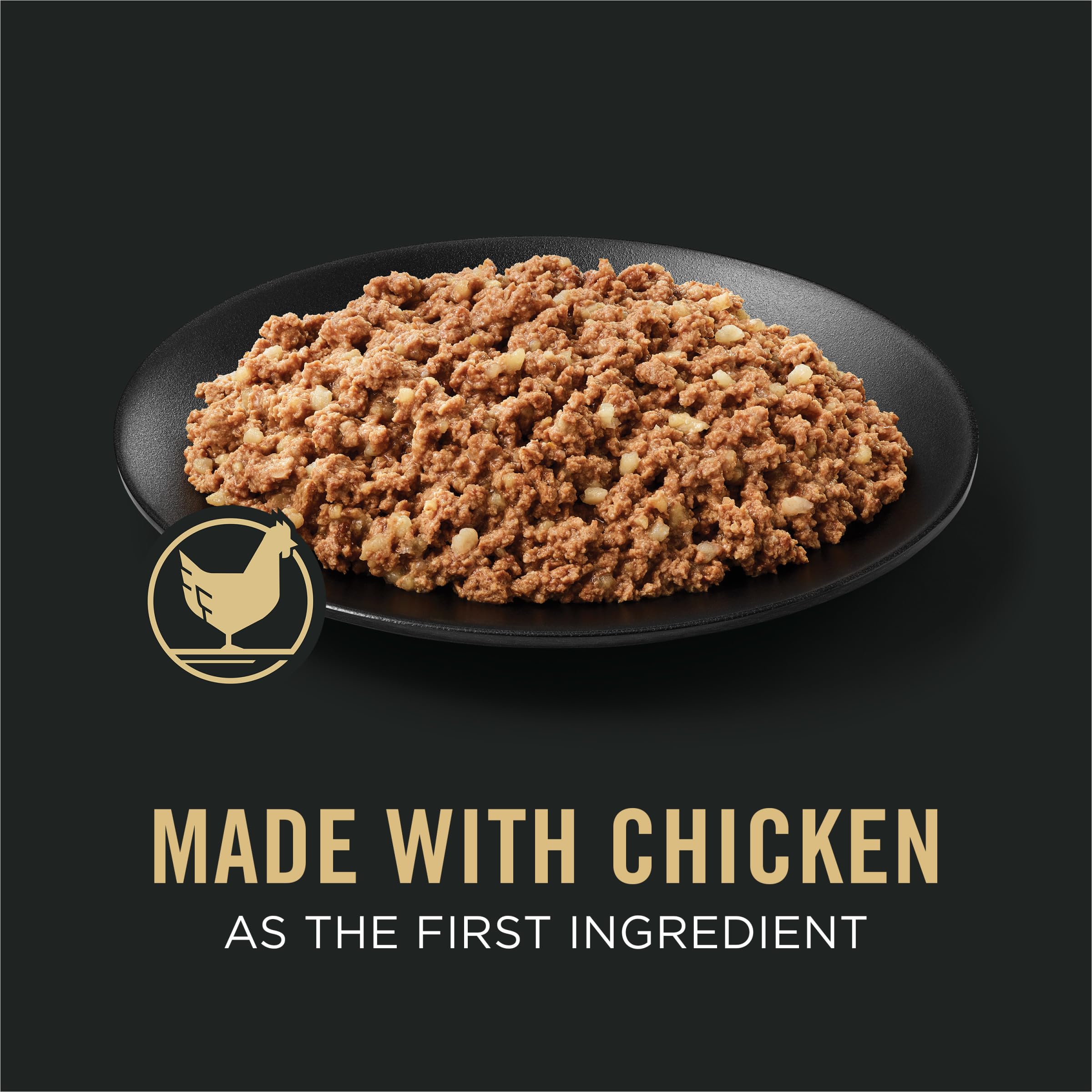 Purina Pro Plan Complete Essentials Classic Pate chicken cans open, showcasing tender texture dogs enjoy.