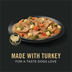 Purina Pro Plan Complete Essentials Turkey and Vegetables Entree open can for easier serving and moisture.