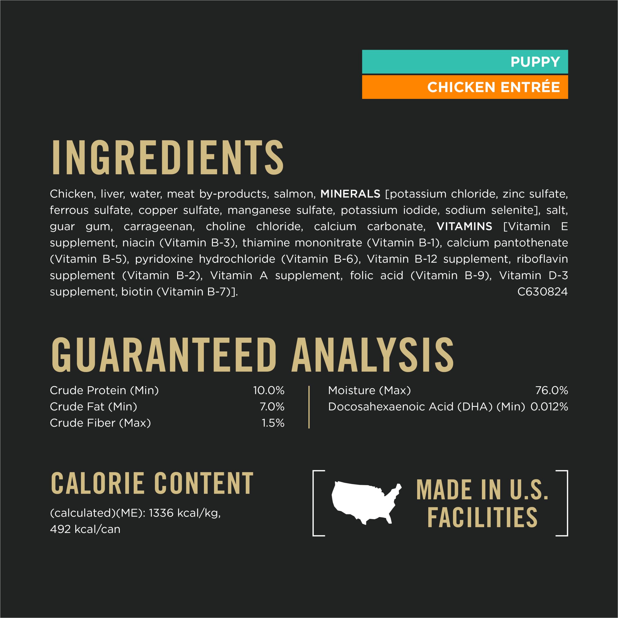 Purina Pro Plan Development packaging shows DHA for brain and vision.