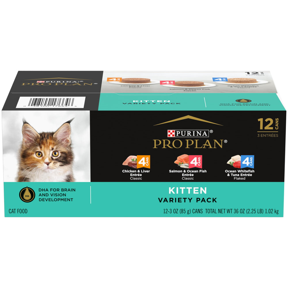 Purina Pro Plan DEVELOPMENT kitten favorites poultry pate 3oz can showcases a savory meal for growth