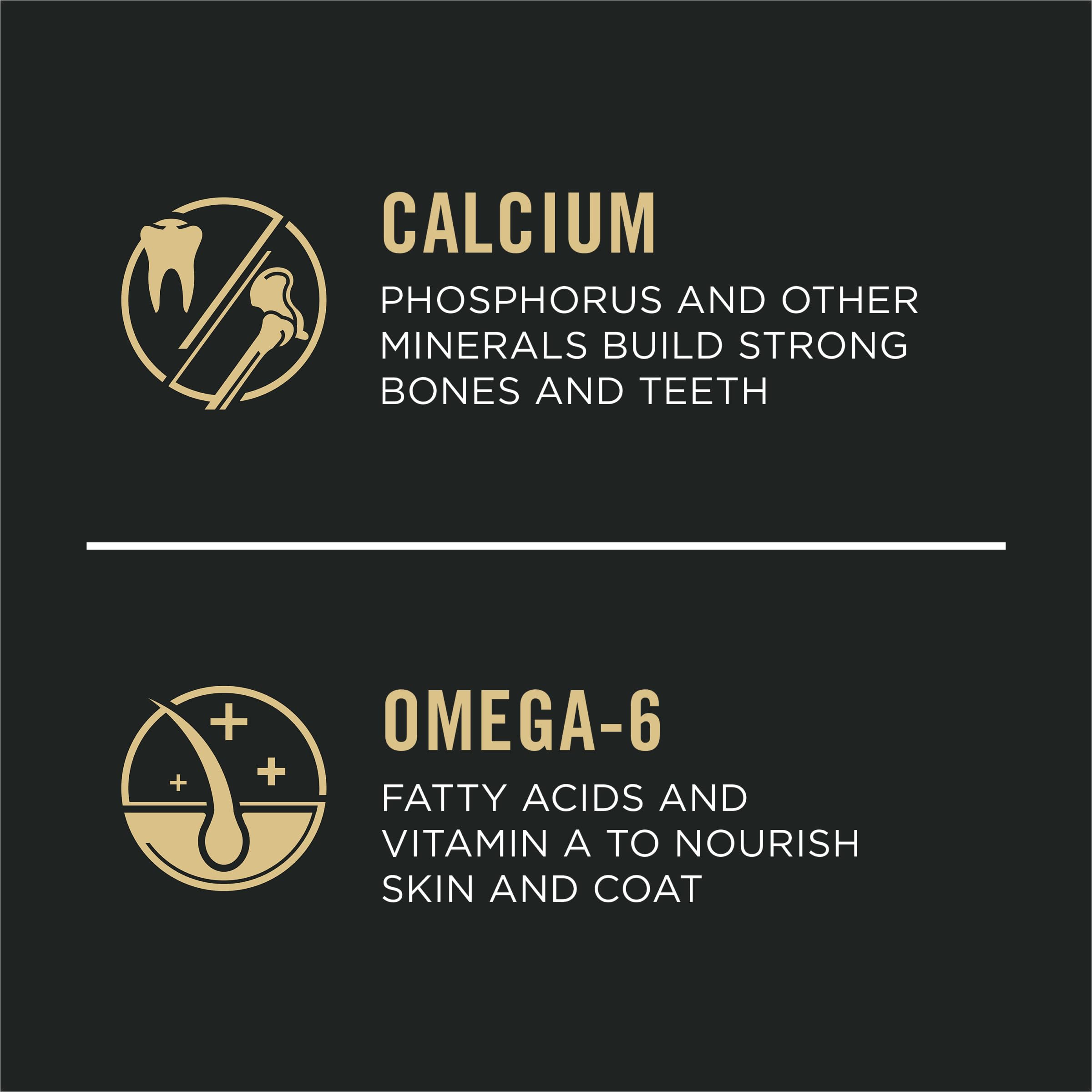 DHA from fish oil in Purina Pro Plan supports brain and vision in puppies.