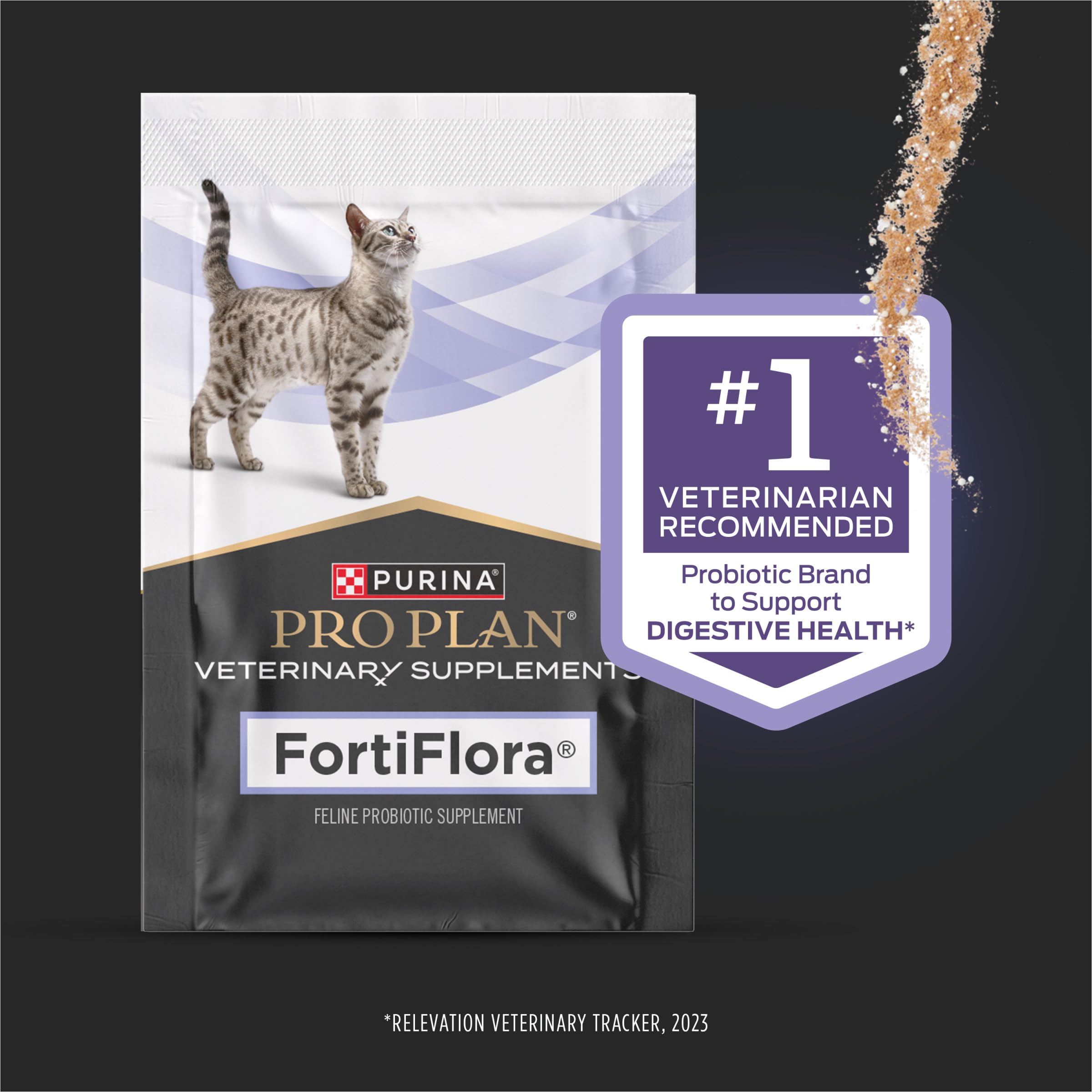 Purina Pro Plan FortiFlora cat probiotic powder packets for easy daily dosing.