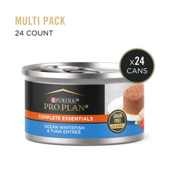 Purina Pro Plan Grain Free Essentials Pate close-up—grain-free formula for easy chewing.