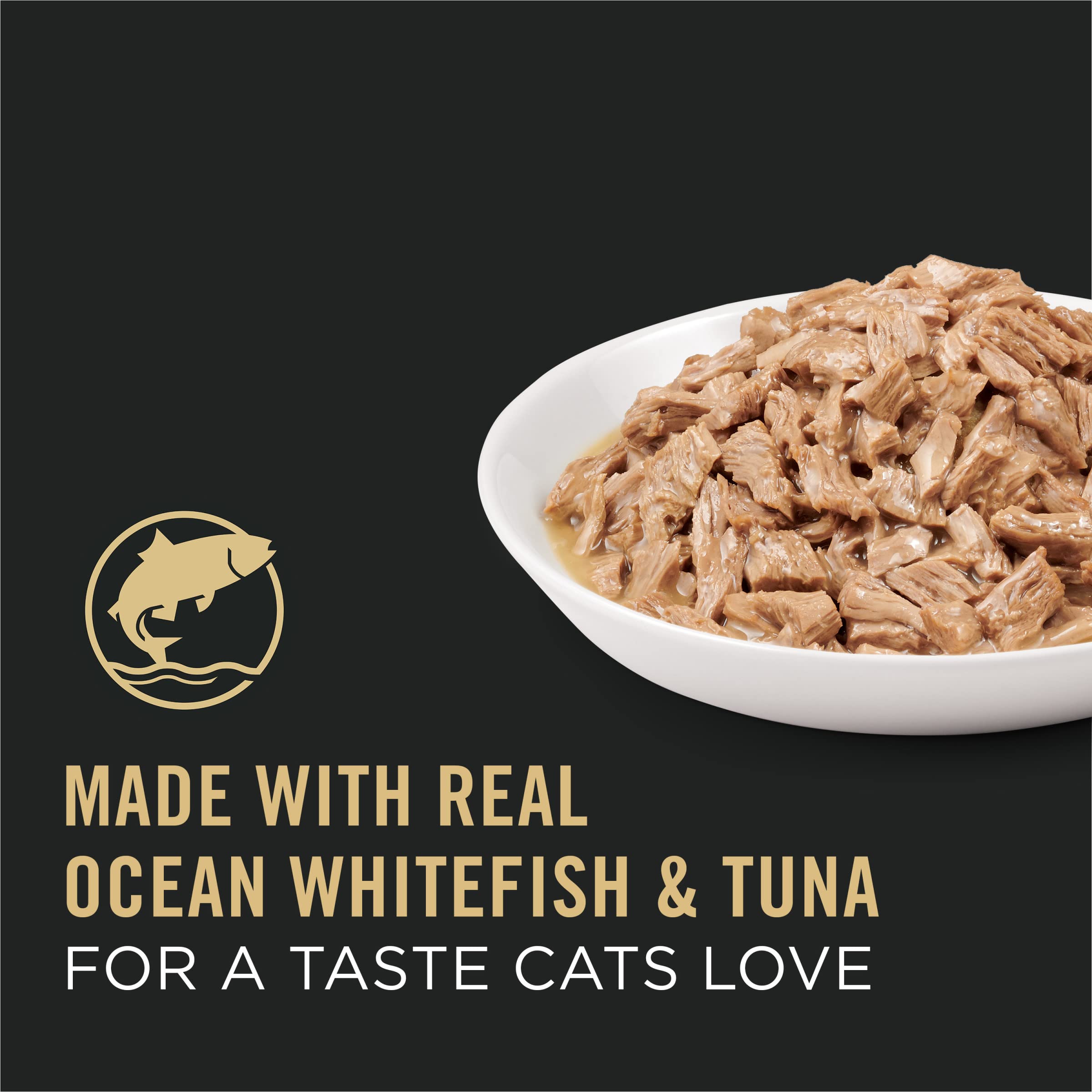 Purina Pro Plan Gravy High-Protein Wet Cat Food packaging highlights a complete meal option for cats