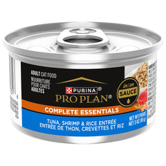 Purina Pro Plan Gravy pull-top can 24-pack with lid open for easy serving.